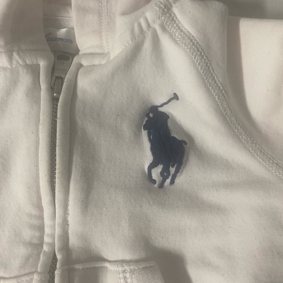 Ralph Lauren White Peplum Zip-Up Hoodie 12 Month - Picture 4 of 4